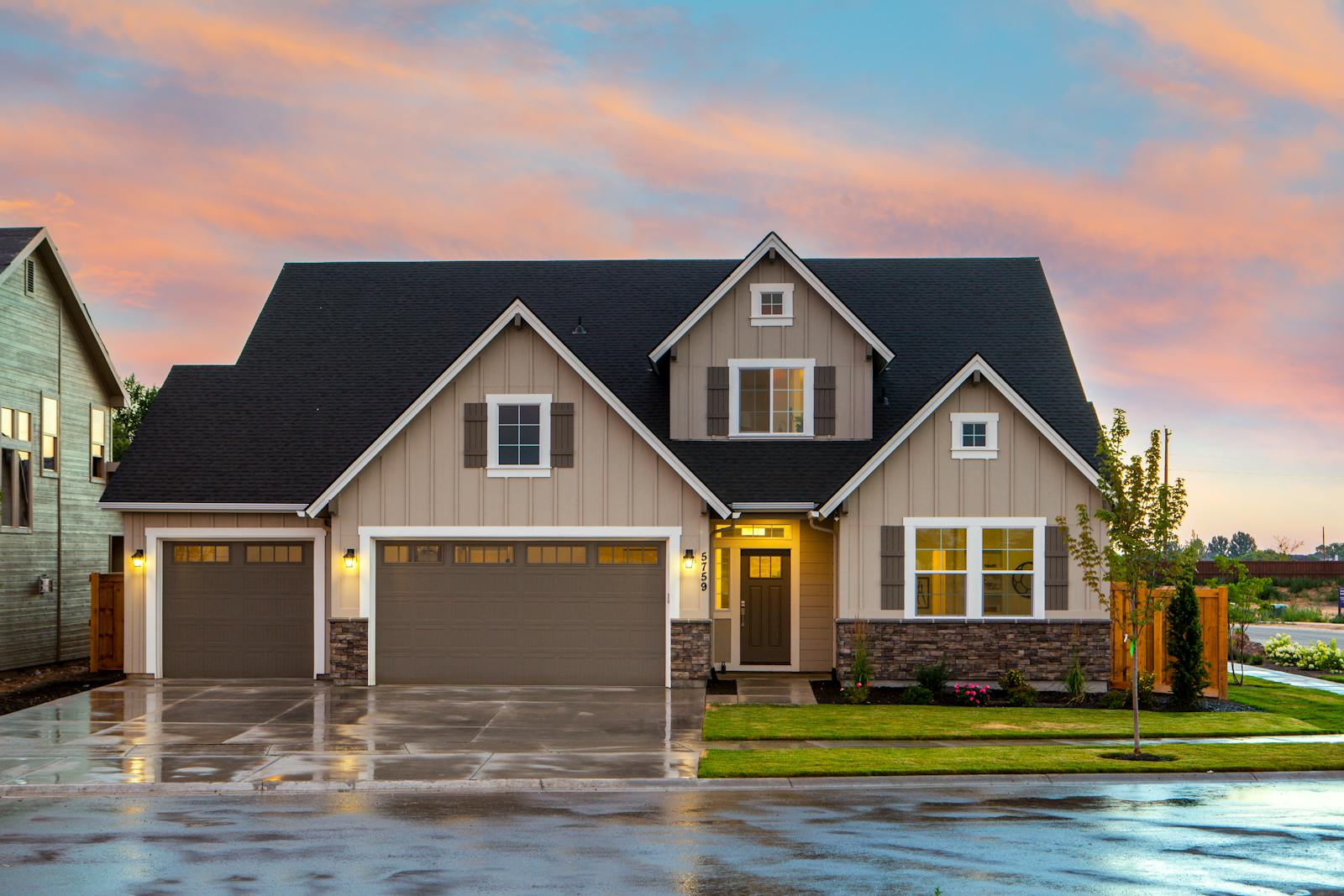 Brown and Gray Painted House in Front of Road, home